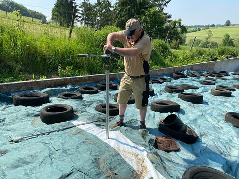 Probenehmer bei der Arbeit